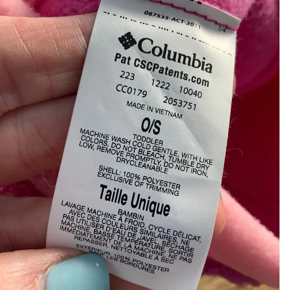 Columbia Pink Hat Todders one‎ size